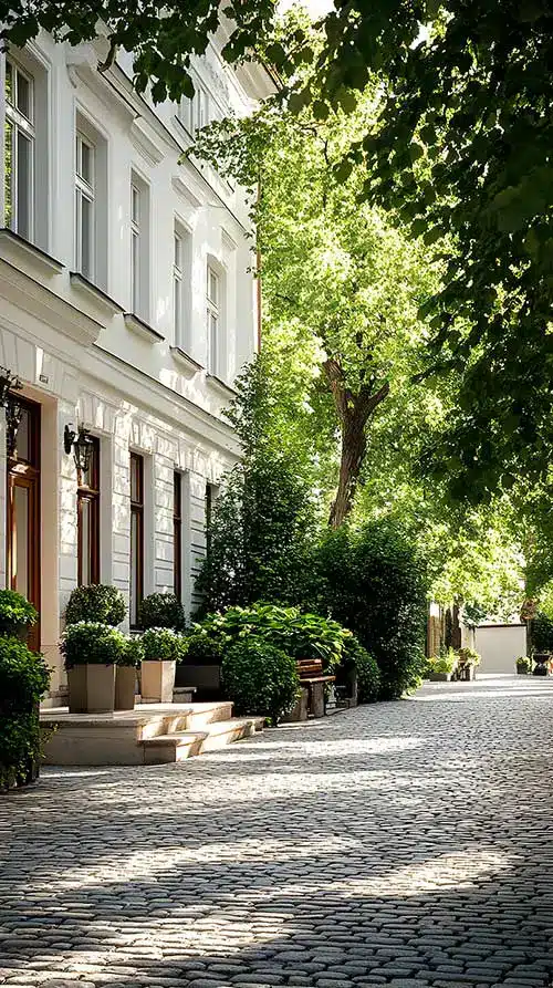 Altes Herrschaft Haus mit Bäumen. Immobilienbewertung und Marktanalyse