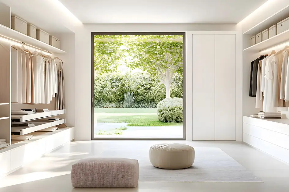 Einbauschränke und -regale in einem begehbaren Kleiderschrank